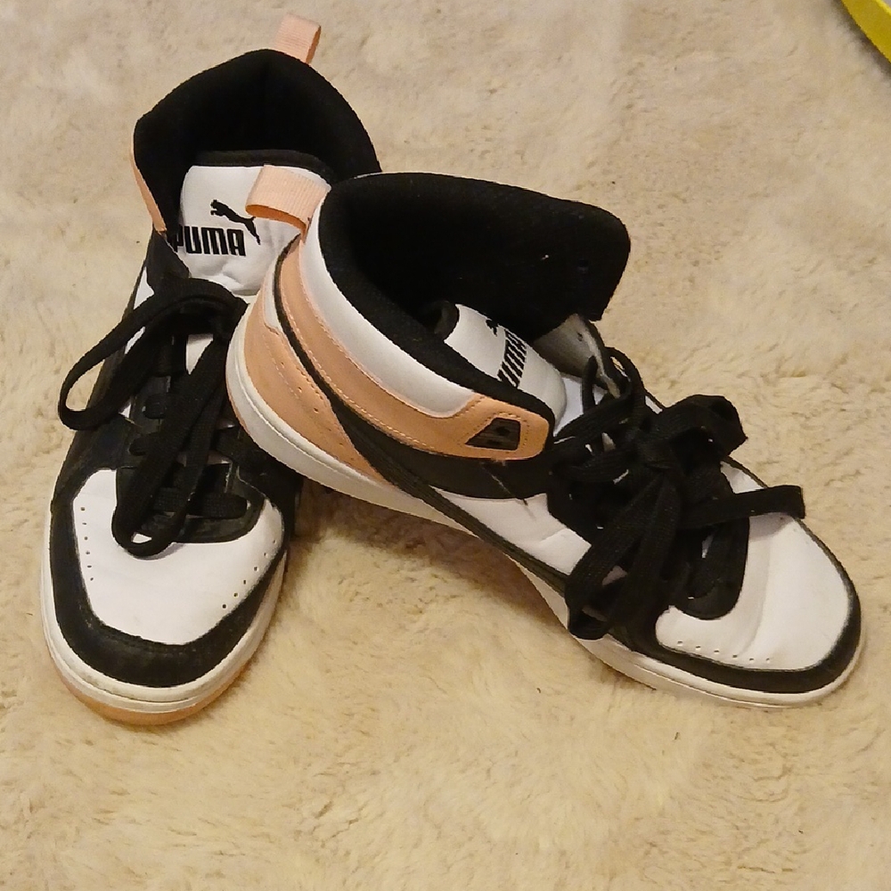 Puma Black, White, and Peach High-Tops
